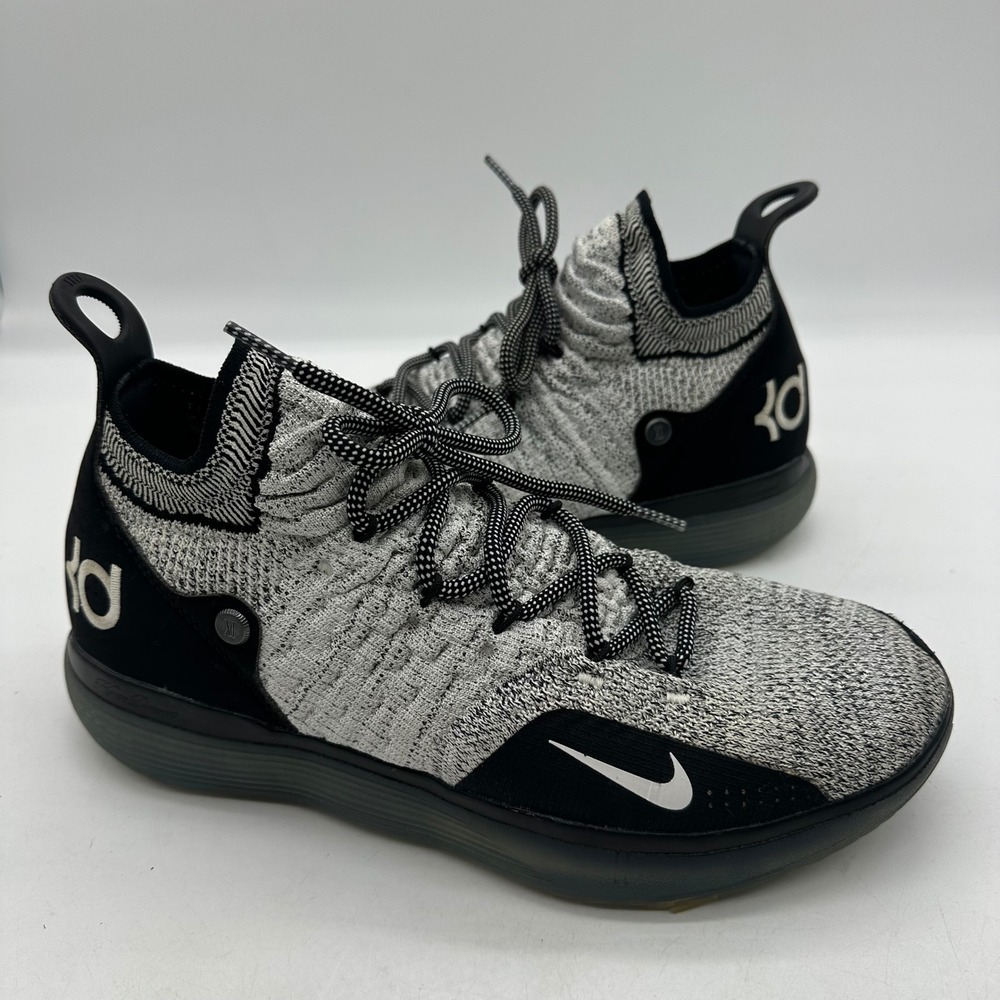 Nike AO2604-006 Mens Size 10 Black White KD 11 Still KD Flyknit Basketball Shoes